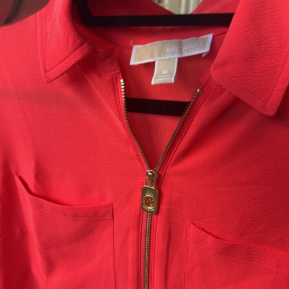 Coral colored Michael Michael Kors zip front shirt - Picture 7 of 7